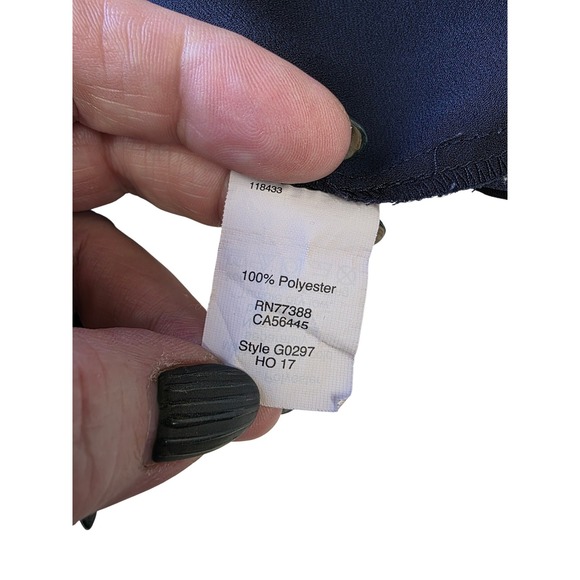 J.Crew Navy Blue Long Sleeve Puff Shoulder Blouse G0297 Womens Medium - Picture 5 of 9